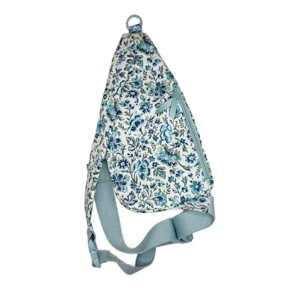 VERA BRADLEY Iconic Sling Backpack Bag CLOUD VINE Aqua Blue Floral Crossbody